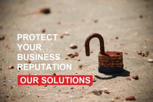 Padlock on a beach, protect your business reputation, link to our solutions