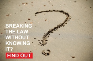 Question mark written in the sand, breaking the law without knowing it? find out more by clicking the image link to business MOT