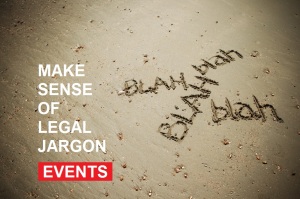 The words blah blah blah written in the sand, making sense of legal jargon click to our events
